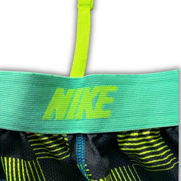 Nike Mens Dri-Fit Lacrosse Athletic Shorts L Blue & Neon Yellow Gradient Checker - Picture 5 of 7